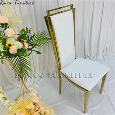 گولڈ اسکوائر بیک میٹل ویڈنگ ڈائننگ کرسیاں