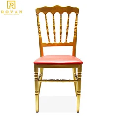 فکسڈ پیڈ کشن کے ساتھ میٹل آئرن نپولین کرسی